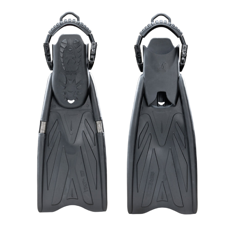 XS SCUBA Recoil Dive Fins with Stainless Spring Straps and Side Ribs