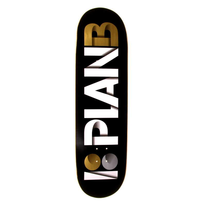 Plan B 8.75 Inch Overlap Black and Gold Skateboard Deck