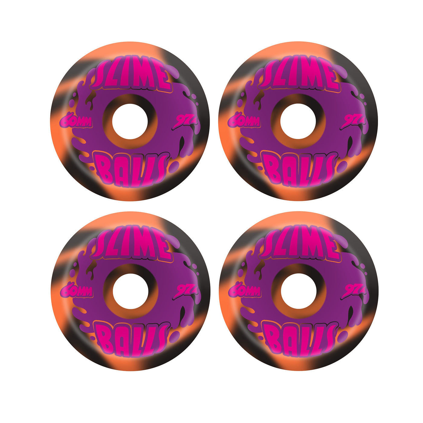 Slime Balls Skateboard Wheels 60mm Vomits 97A Orange