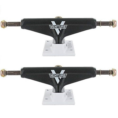 Venture 5.25 Hi Salt & Pepper Skateboard Trucks Black White Set